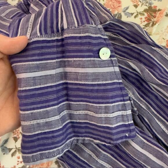 Chicos Womens Silk Linen Button Up Stripped Top XL Mature Office Career Business - Picture 10 of 11